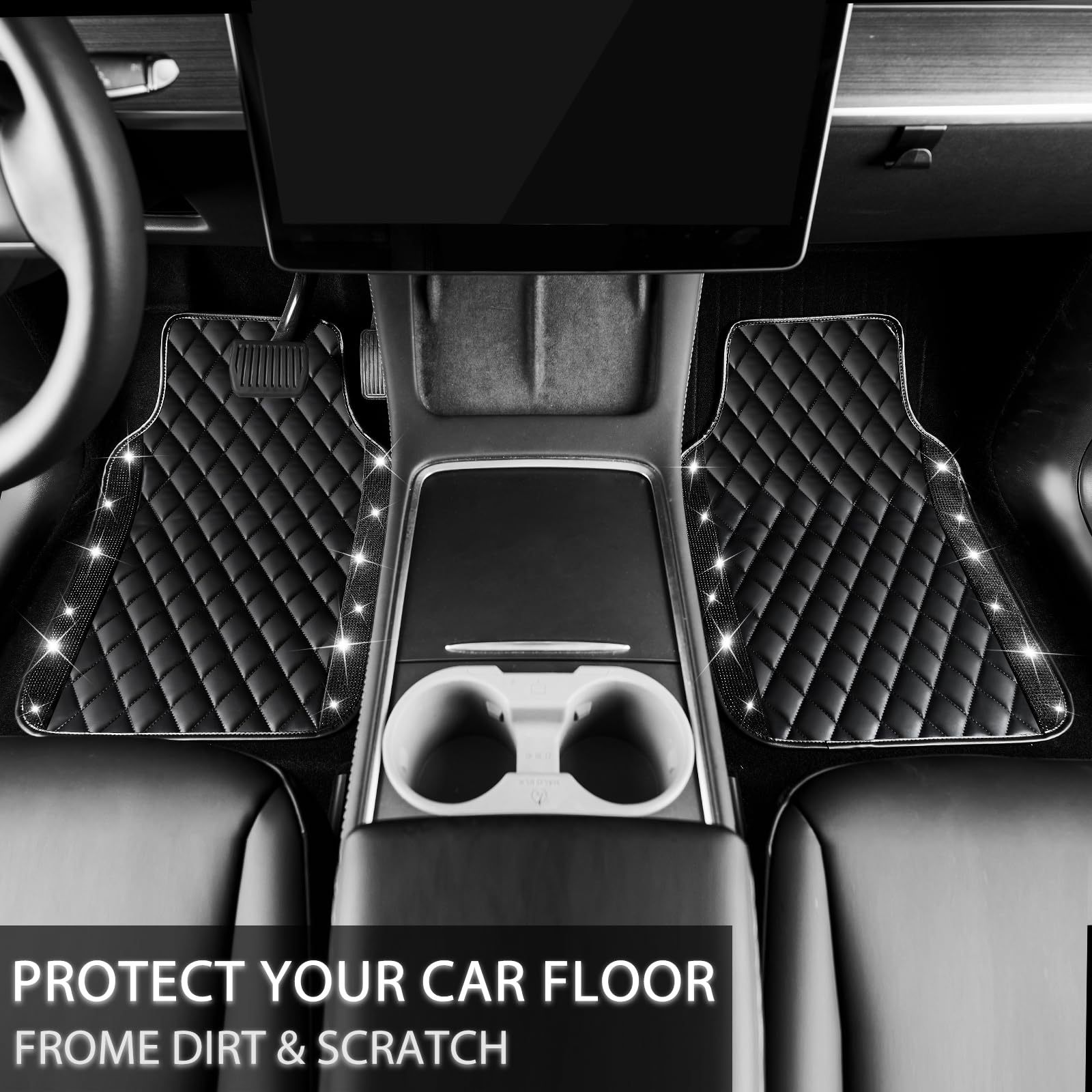 Cross-Border Foreign Trade Car-Mounted Diamond-Encrusted Anti-Slip Car Floor Mats, Universal Carpet Floor Mats, Easy to Clean, All-Season Floor Mats