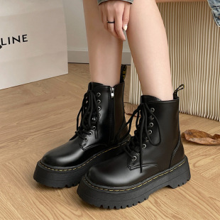 Foreign Trade Martin Boots Women's 2024 Spring and Autumn New Thick-soled British Fan Car Boots Women's Boots All-match Short Boots