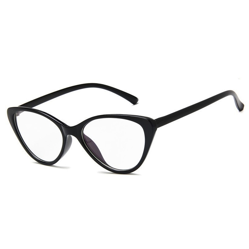 ヨーロッパとアメリカのホットガール超軽量猫型老眼フラットメガネブラックフレーム女性の無地レトロモダンな抗青色光老眼鏡フレーム|undefined