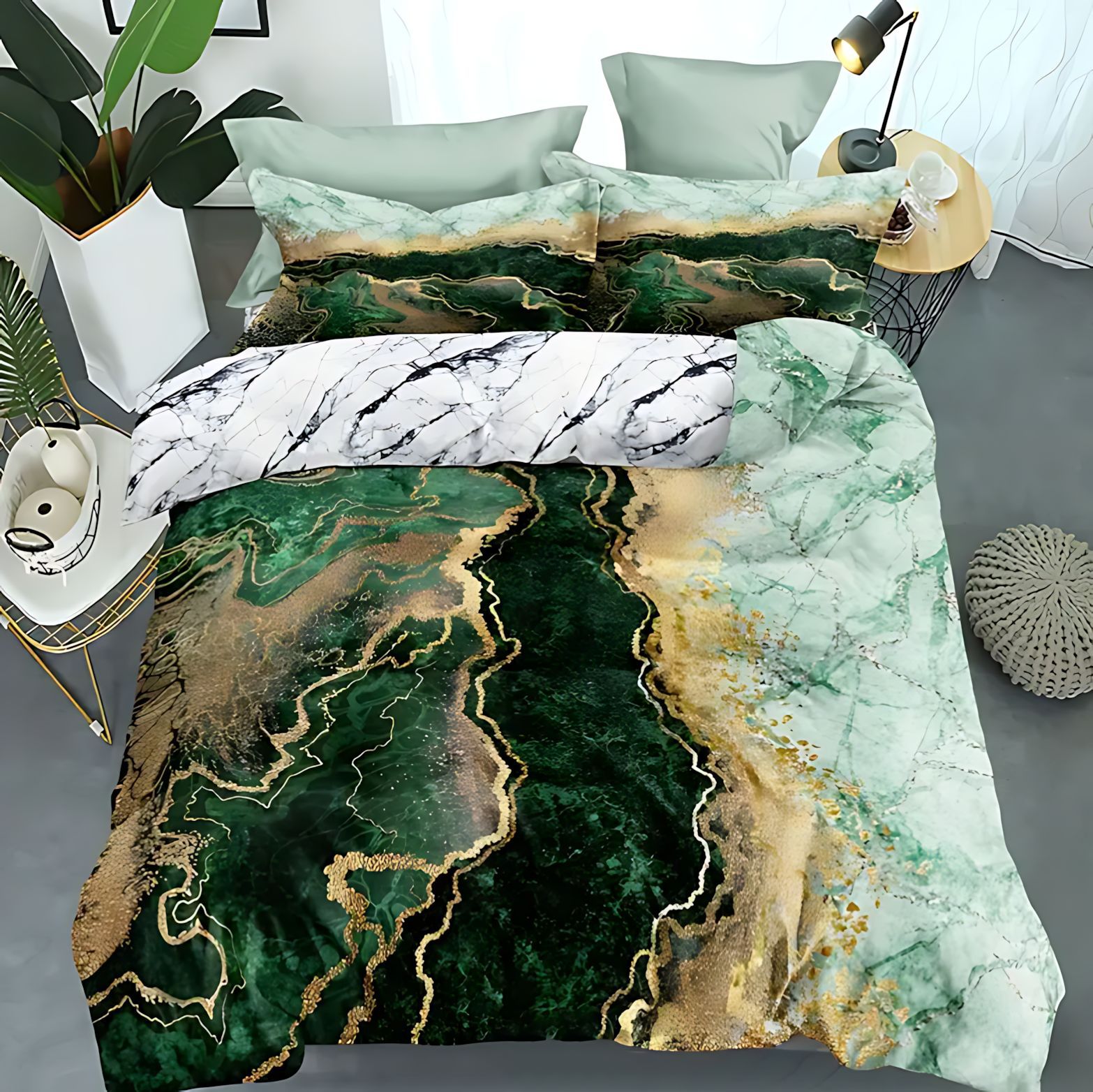 TUME / JIT lujoso diseño de mármol brillante impresión digital 3D colcha de cama transpirable fuente de fabricación