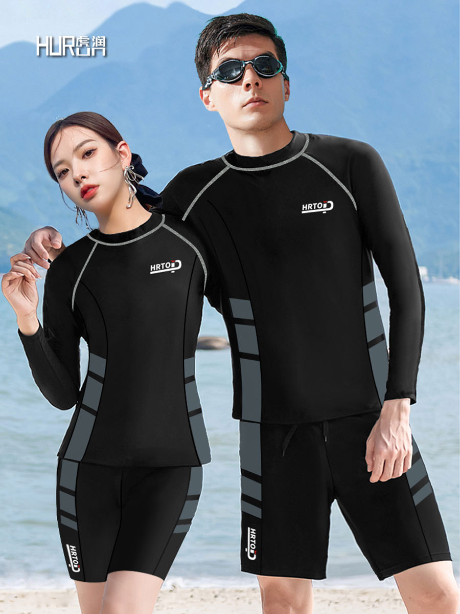Huurun coreano traje de buceo de manga larga de las mujeres traje de baño deportivo conservador pareja surf traje de los hombres traje de medusas