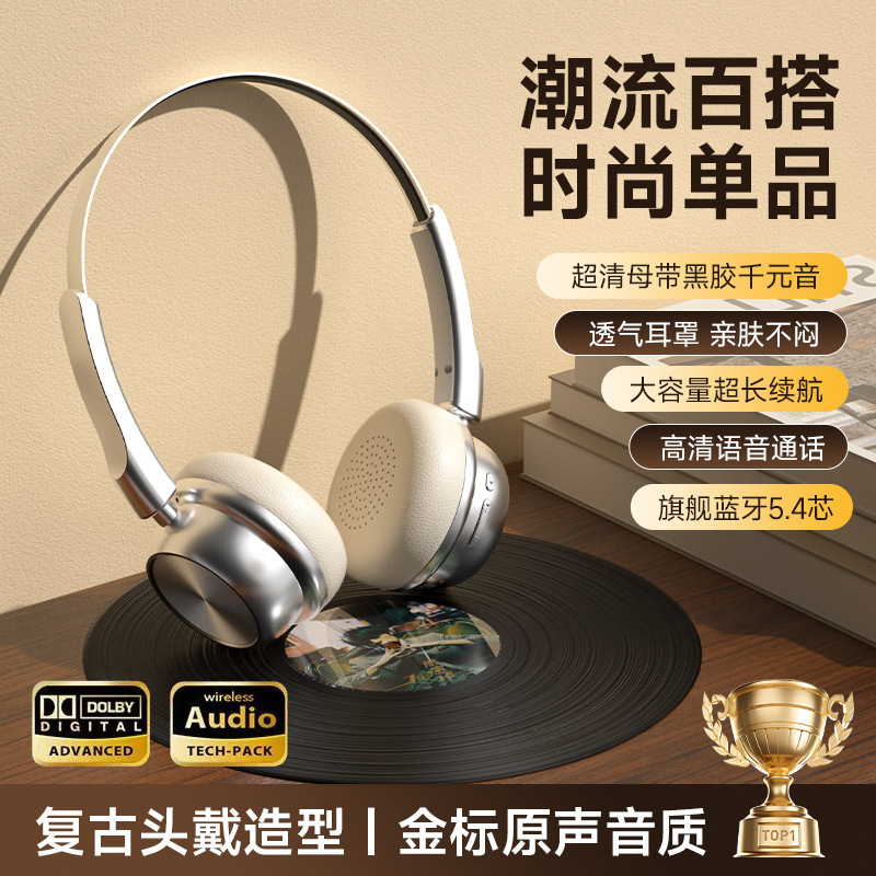 新型クロスボーダーCR-20レトロファッション美ラード金属bluetoothイヤホン5.4ヘッドセットロング航続|undefined