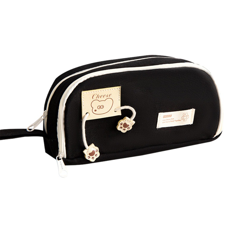 MOKA baile oso lápiz caso Mango de gran capacidad lápiz caso ins estilo simple dibujos animados manejar lienzo papelería bolsa caja