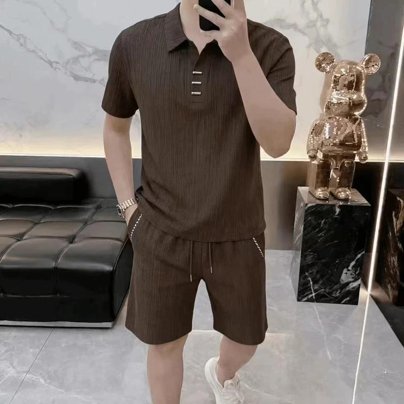 Luxury Fashion Men's Summer Casual Old Money Style Merard POLO 2026 New Short-Sleeve Shorts Set