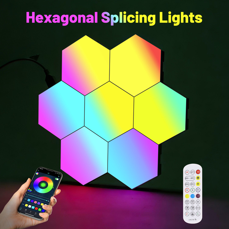 Atmosphere Light Smart Panel Background Wall Light Sound-Controlled Sensor Remote Control Hexagonal Honeycomb Bedroom Wall Light Mi Home Smart Compatible Atmosphere Light Smart Panel Background Wall Light Sound-Controlled Sensor Remote Control Hexagonal Honeycomb Bedroom Wall Light Mi Home Smart Compatible