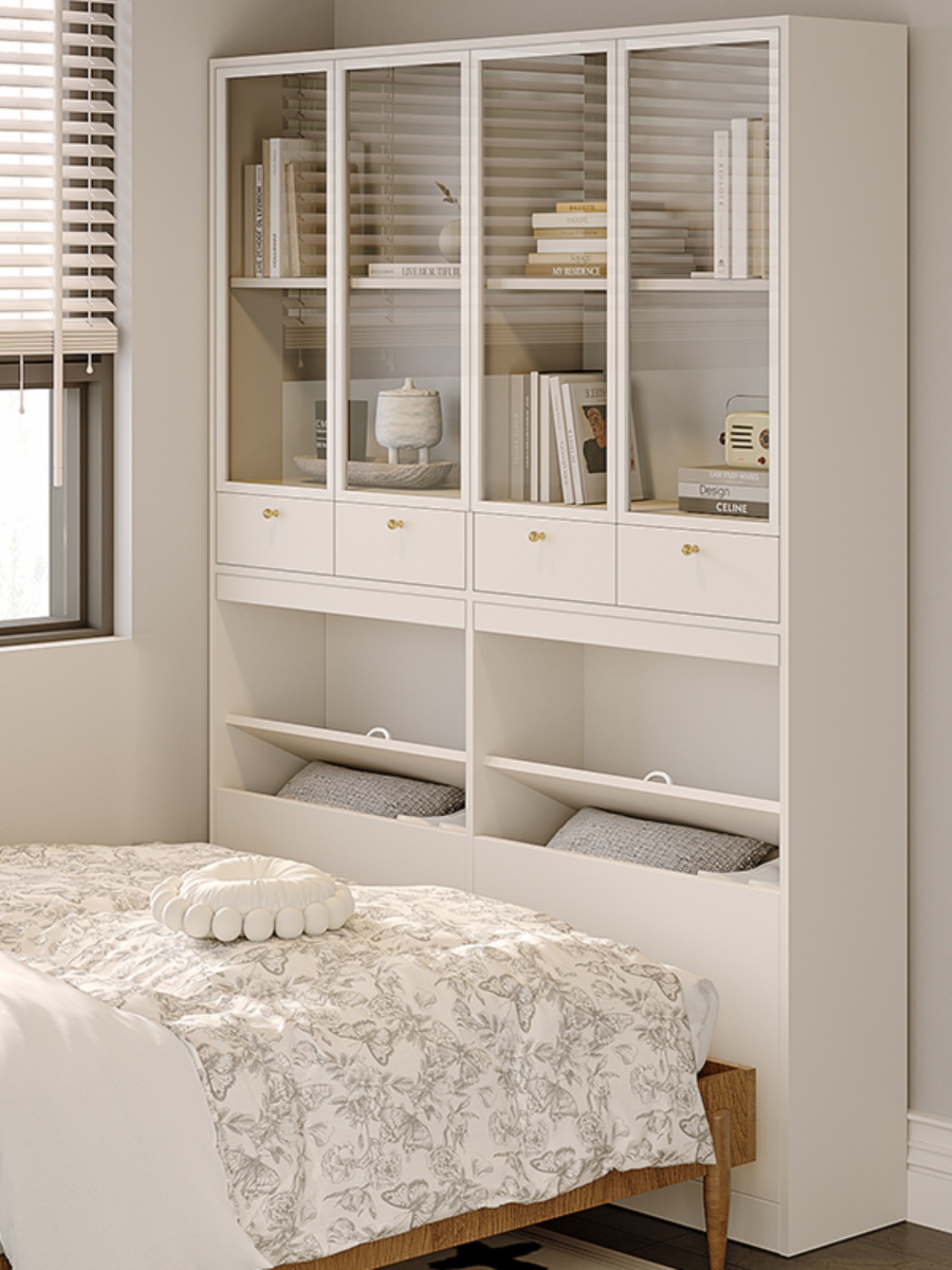 Modern Simple Bedside Table Small Apartment Solid Wood Sandwich Cabinet Home Bedroom Ultra-Narrow Bedside Cabinet Bedside Storage Cabinet