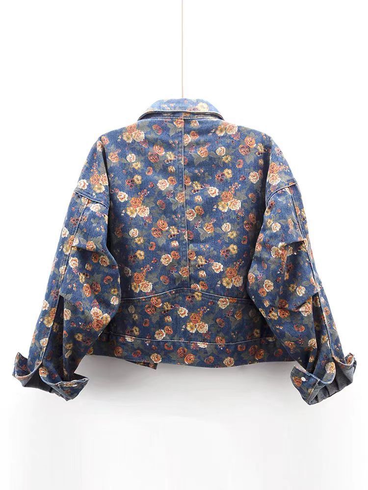 2026 Spring New Arrival Unique Printed Denim Jacket for Women, Short, Loose Fit, Petite Style