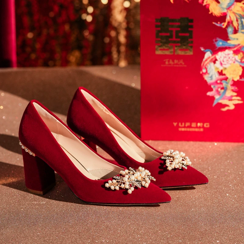 2024 год Дракона свадебные туфли женские толстые и красные свадебные туфли