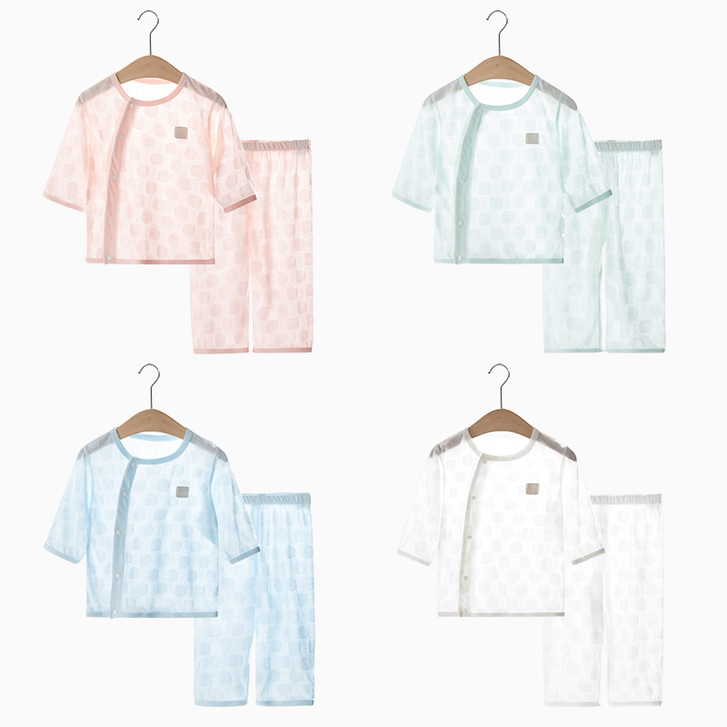 Bebé traje de verano niños media manga delgada dividida niños y niñas aire acondicionado Pijamas dividir dos piezas ropa de bebé