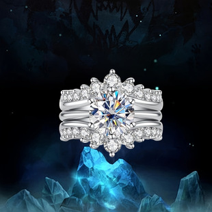 Amazon Independent Station Aliexpress Temu Hot Selling Three Carat Set Ring D Color Vvs Grade Moissanite