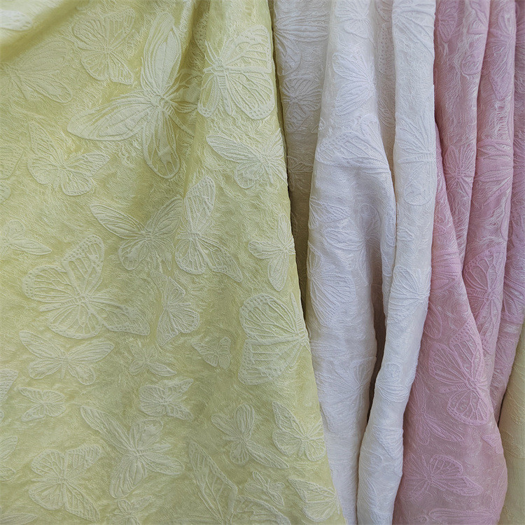 蝴蝶剪花面料 天丝棉剪花 莱赛尔涤纶剪花  蝴蝶结剪花雪纺面料
