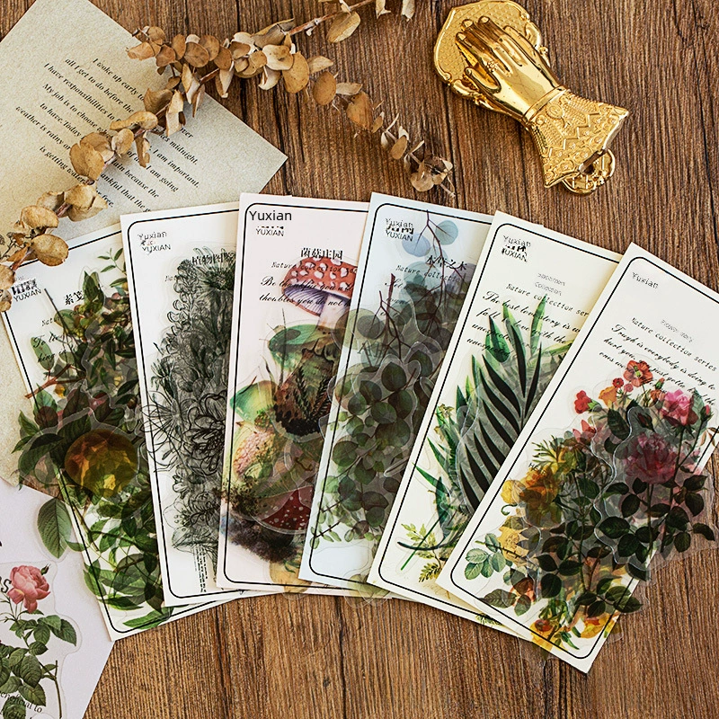 Natural photo collection window series PET handbook post paper bag creative plant DIY decorative post 12 models
