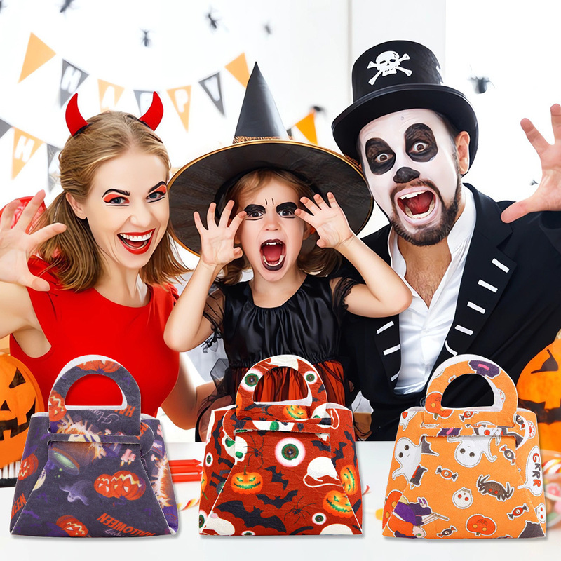 国境を越えた新しいハロウィーンキャンディー袋フェルトプレゼント袋鬼節子供服創造コウモリカボチャ手提げ袋|undefined
