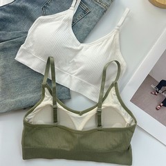 一体式美背乳胶内衣带固定杯胸垫透气桑蚕丝无痕抹胸背心细带文胸
