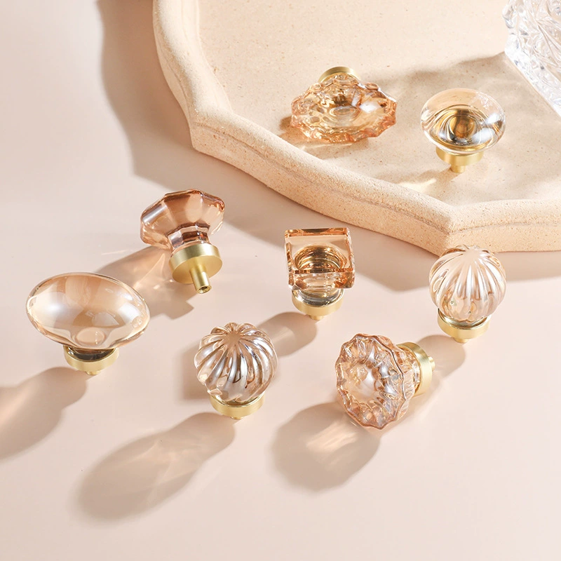 Cabinet pull handle, alloy champagne finish with crystal‑style knobs, multiple shapes and base finishes