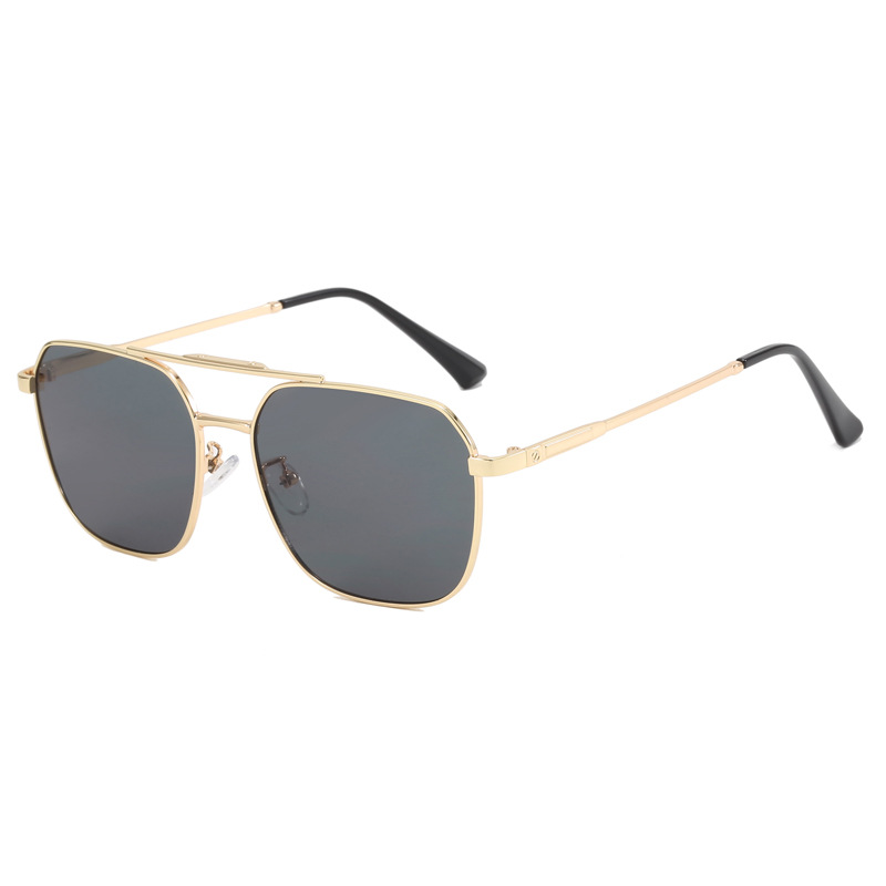 New fashion personality wear with metal double beam sunglasses men trend simple wear with women decorative sunglasses