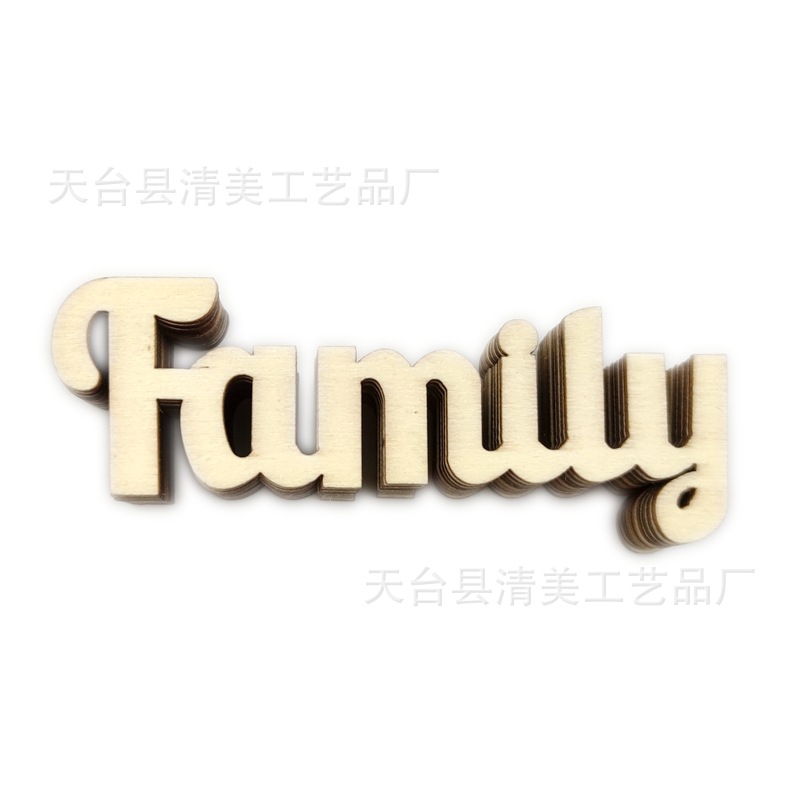 100*35mm letra hoja de madera palabra palabra familia hoja de madera decorativa 10 piezas en un paquete