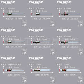 日本进口针管笔勾线笔笔尖自加墨DIY空管笔美术绘图金属笔头笔嘴