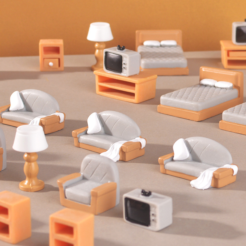 Micro Landscape Cartoon Mini Artificial Furniture Set Living Room Room Landscaping Home Decoration Small Accessories Resin Ornaments
