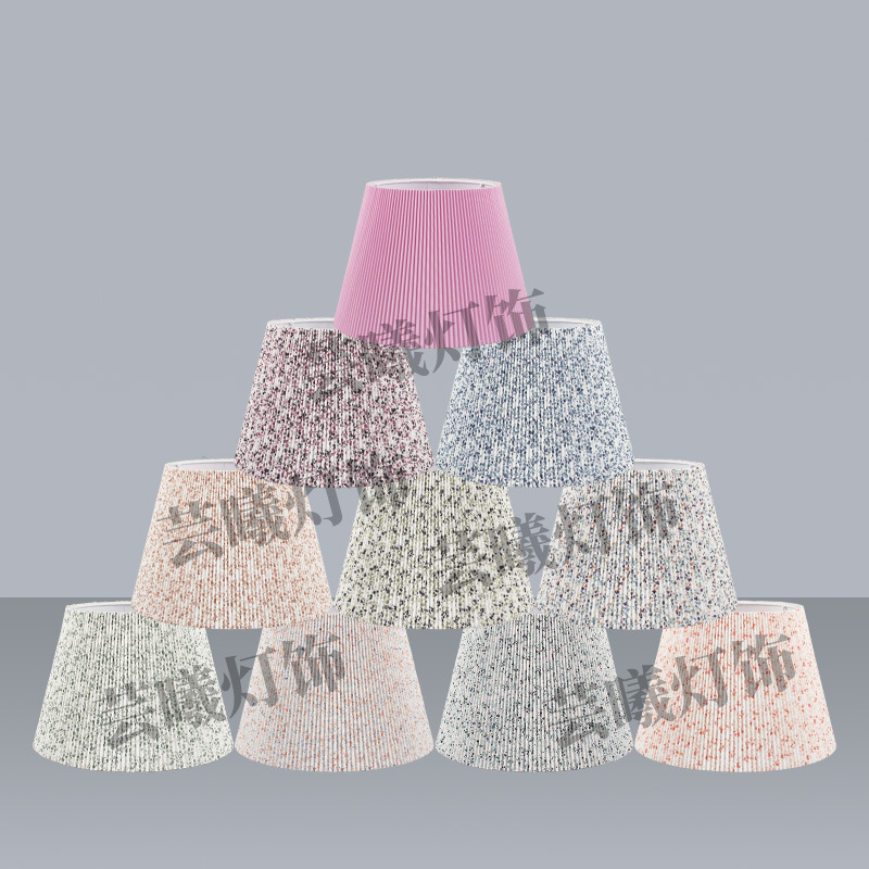 Pantalla de lámpara de parche plano plisado, pequeña lámpara de mesa de tela de dormitorio floral fresca, pantalla de lámpara, lámpara de pie de hotel, accesorios de carcasa de pantalla de lámpara