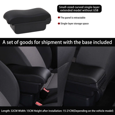 Toyota Gr Yaris Japanese, Armrest box - small-curved-surface-single-layer-extended-without-usb-model-black-black-line