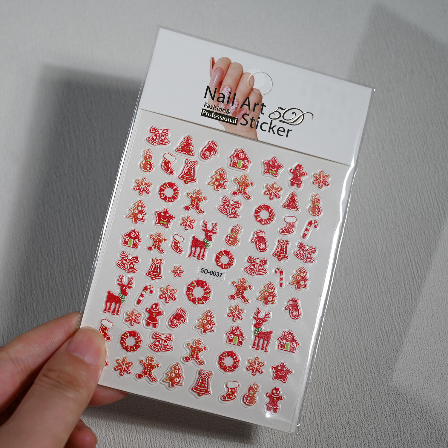 El Comercio exterior caliente nuevo estilo de Navidad pegatina de uñas alivio estéreo Santa Claus copo de nieve 5D parche de uñas alivio