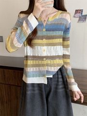 秋冬コートのセーターの底のシャツの女性のニットのカーディガンの新型の色の丸首の女性の長袖の服装はゆったりしています。
