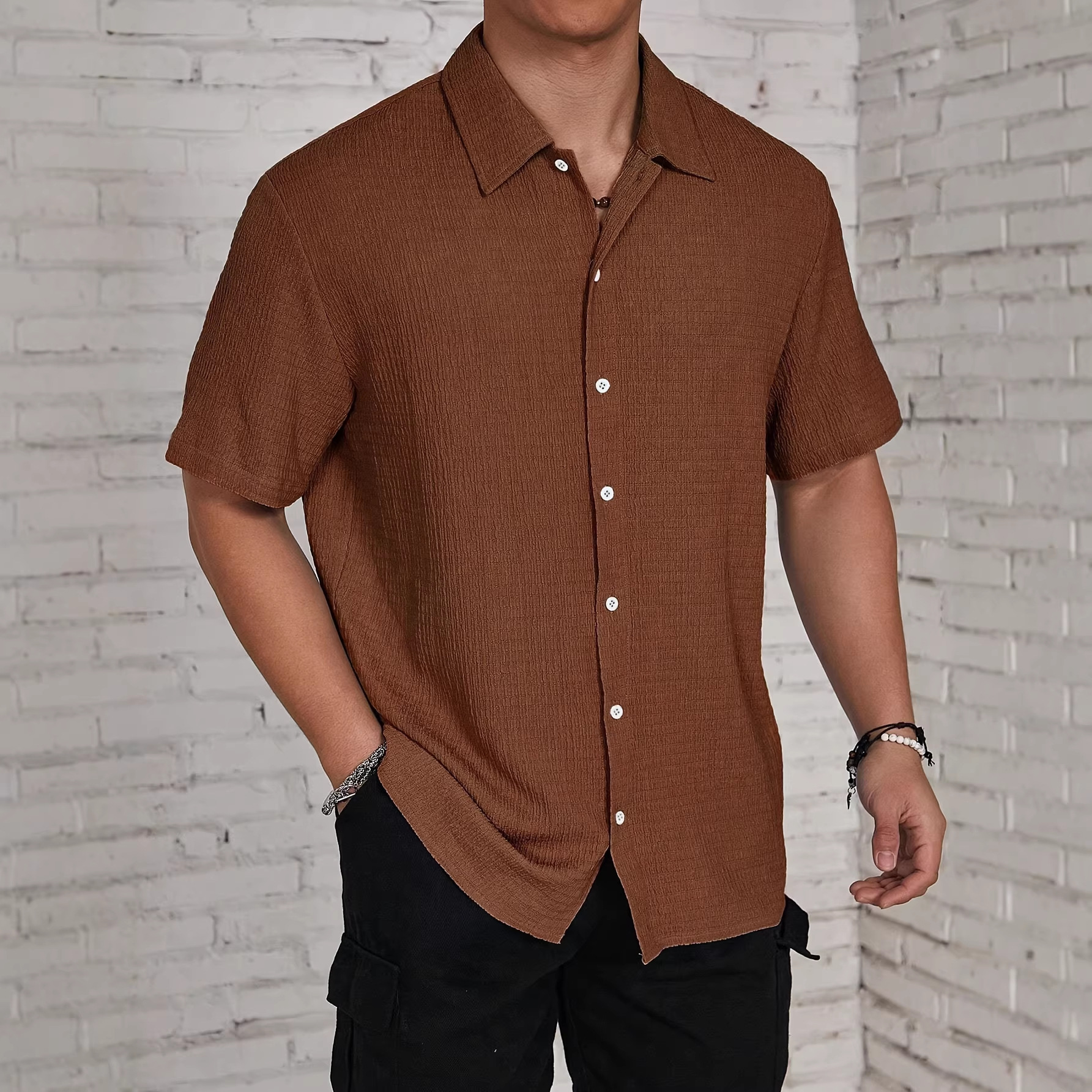 Transfronterizo Europa y América Amazon verano hombre nuevo retro camisa de manga corta chaqueta de vacaciones camisa casual hombre