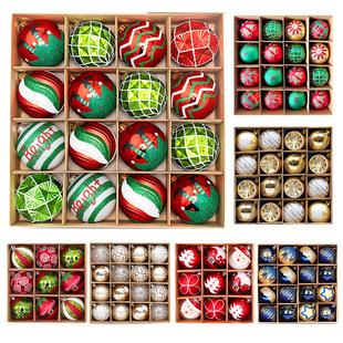 Cross-border Amazon Christmas Tree Decorative Plastic Ball 6cm Carton Set Electroplated Painted Christmas Ball Pendant