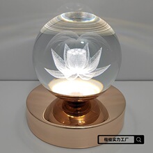 卧室床头台灯轻奢高级插电或充电式水晶灯圆球供佛灯荷花灯莲花灯