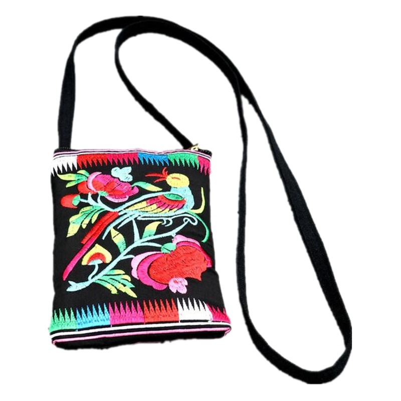 Yunnan Ethnic Style Embroidered Crossbody Small Bag Change Mobile Phone Bag Women's Universal Crossbody Bag Mobile Phone Bag Women's Wallet