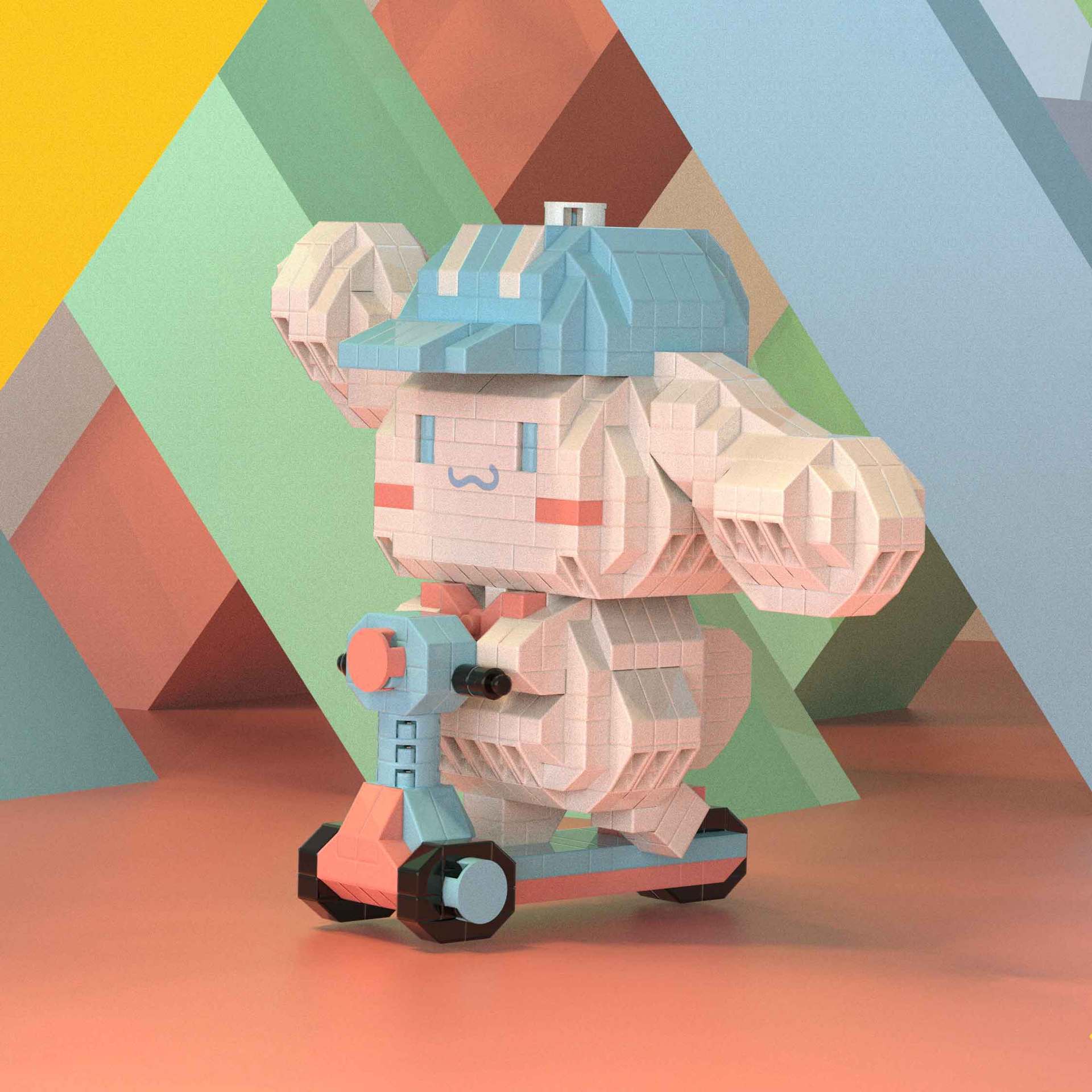 Compatible con Lego muñeca de dibujos animados micro partículas frambuesa oso montado bloques construcción juguetes educativos puesto ciego caja regalo al por mayor