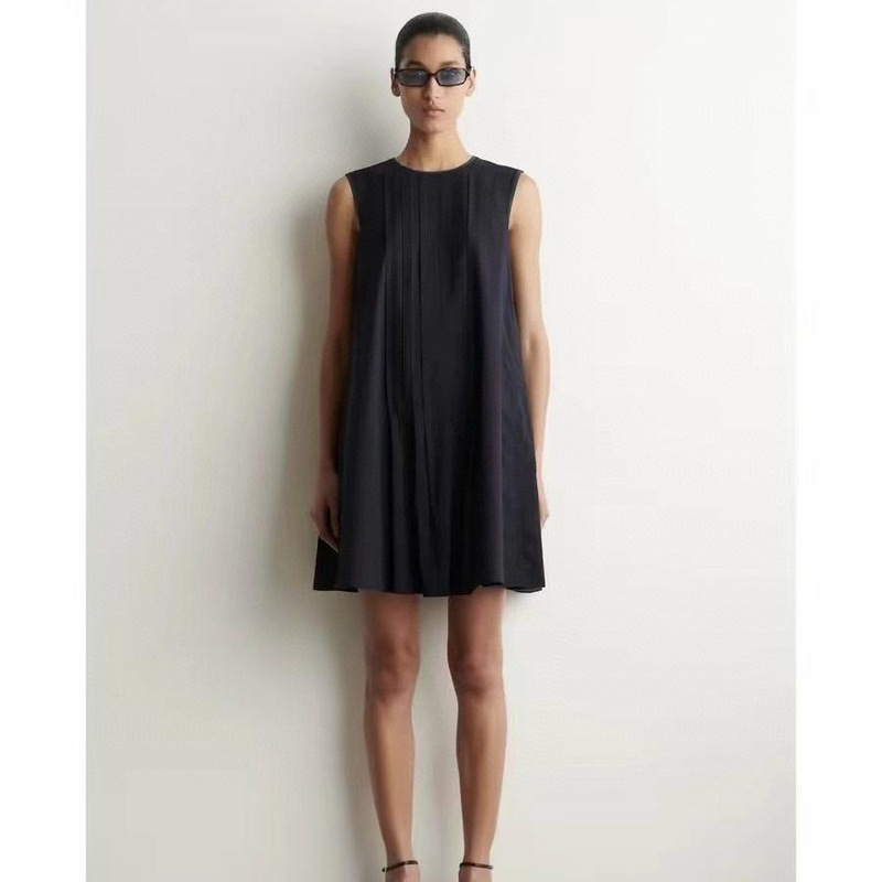 Cos Style Women's Clothing Mall Same Style Standard Fit Fine Pleated Mini Dress in Apricot Color 2026 Summer New Arrival