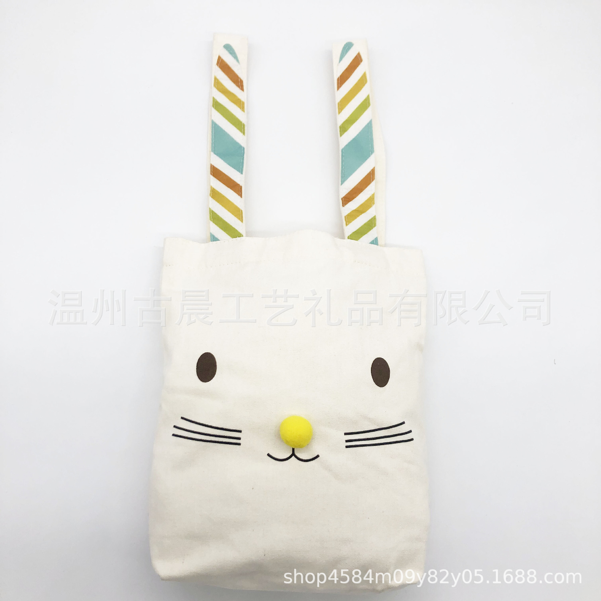 厂家定制彩色兔子帆布袋异型耳朵本色棉布袋定做厂家直销可粘鼻子