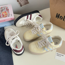 韩版黄色德训鞋阿甘鞋韩版2025春夏新款两条系带休闲单鞋L-2505