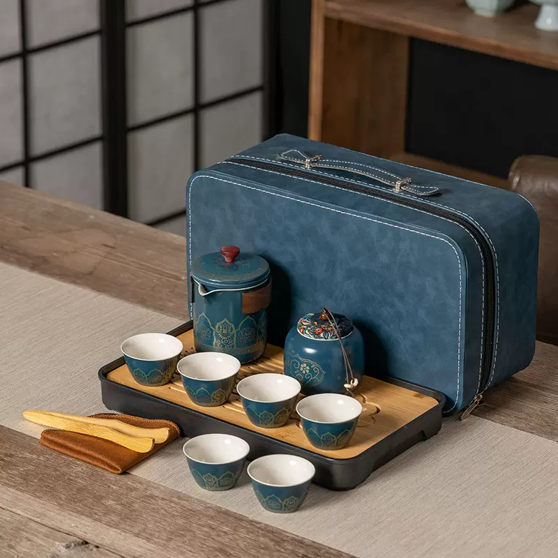 功夫茶具套装户外旅行整套陶瓷快茶杯一壶六杯商务礼品伴手礼logo