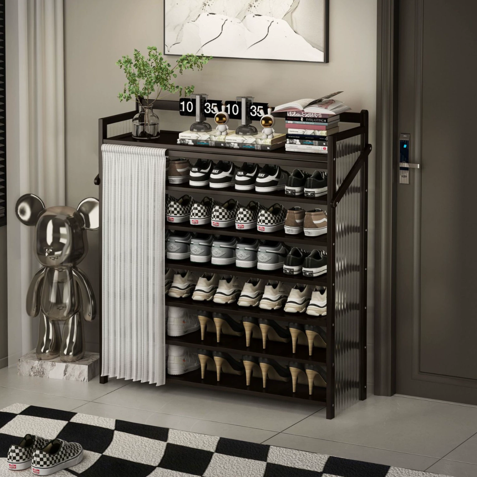 Шкаф для обуви, домашняя дверная полка для обуви, бесплатная установка, складная простая многофункциональная полка для хранения, входной шкаф для обуви, стеллаж для хранения