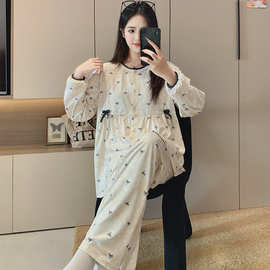 夏季薄款带胸垫月子服产妇月子产后哺乳喂奶纯棉孕妇孕期睡衣套装