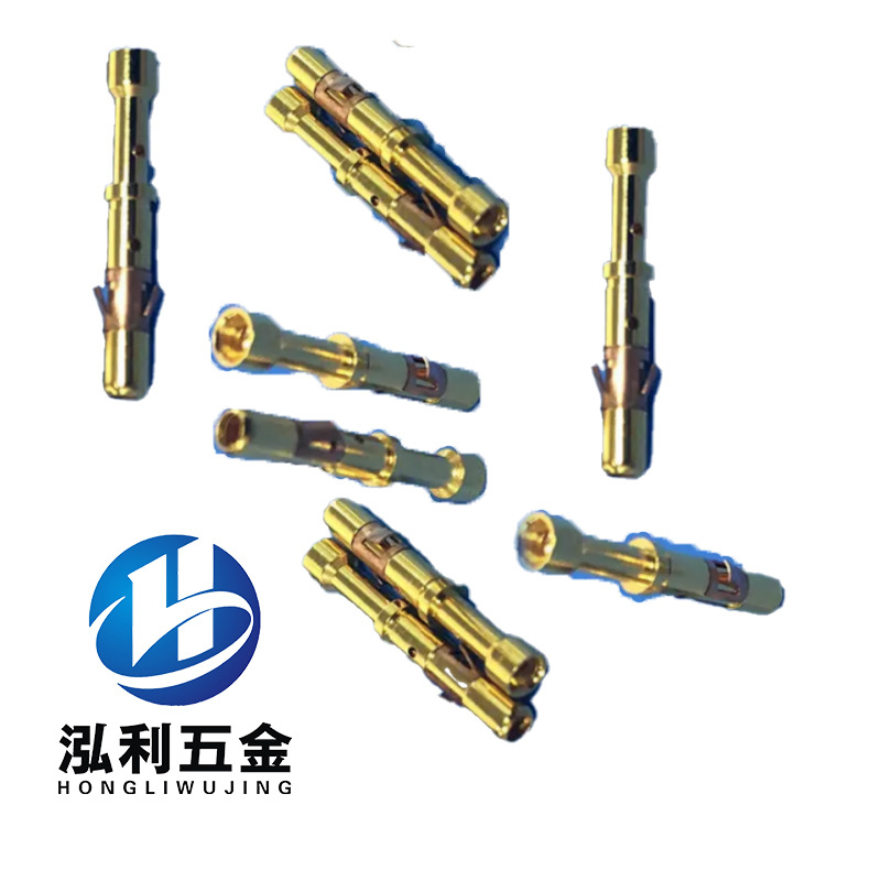 CNC数控车床加工电子连接器插针P3P4机非标制造镀金航空插针
