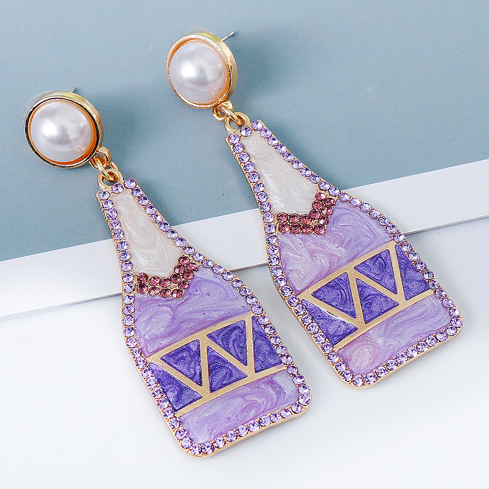 Personality Alloy Diamond Wine Bottle Earrings Color Dripping Earrings Earrings Cross-border Earrings display picture 8