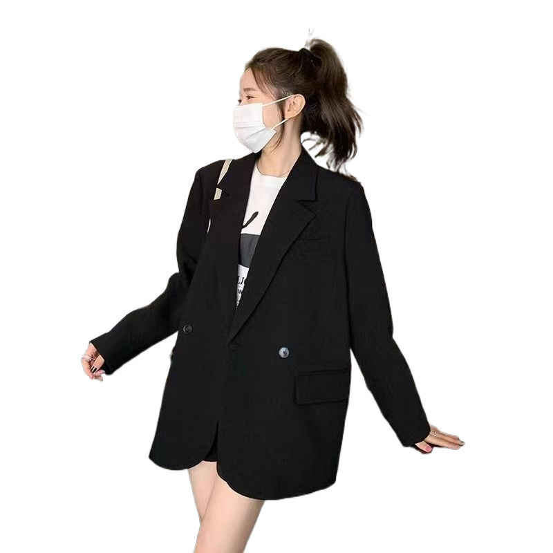 春秋新款小西装外套女小众设计感韩版后开叉休闲宽松西服|undefined