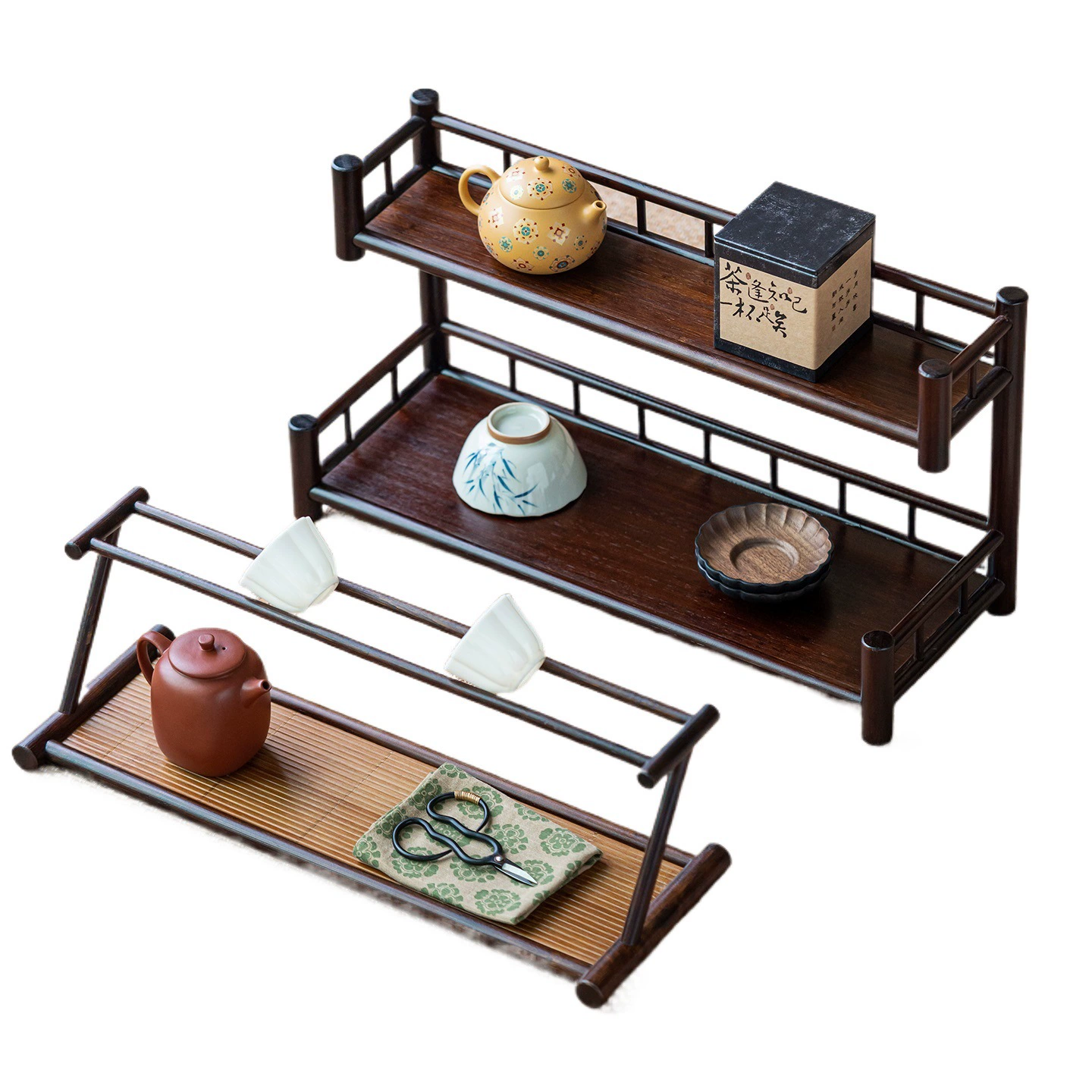 Double-layer tea cup, storage system, retro tea set, multilayer stand for home use