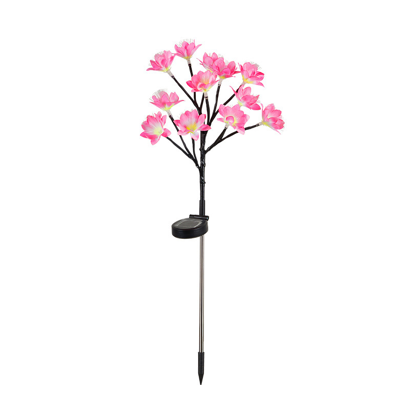 Lampada solare da terra a forma di camelia con LED a fibra ottica, fiore per esterni, impermeabile, per cortile e prato, nuova illuminazione per giardino e casa._voghion.com