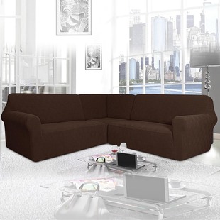 Cross-border thickened 5 horizontal 5 vertical L-shaped 5-seat corner imperial concubine sofa cover solid color simple furniture cover sofa cover