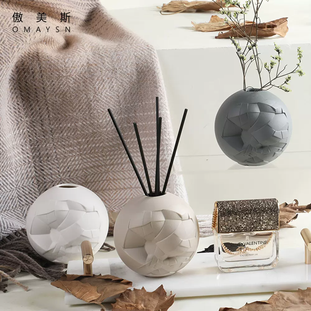 破碎风陶瓷小摆件傲美斯Omaysn跨境办公装饰品香薰设计感陶瓷花瓶