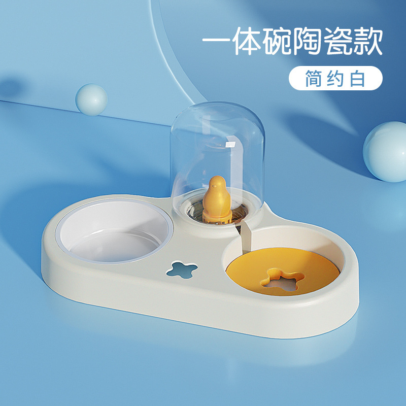 Alimentador de gato para mascotas alimentador de agua automático de recarga de agua gato tazón de agua antidetonante tazón de arroz tazón de protección del cuello tazón de gato doble tazón