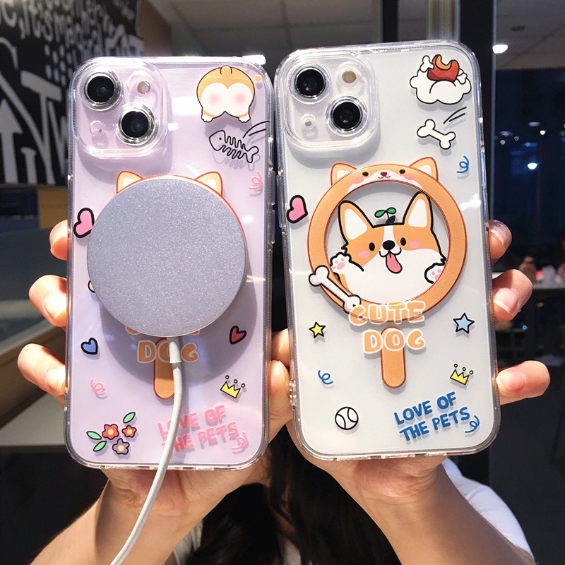 Coque magnétique pour iphone avec motif corgi de protection_voghion.com
