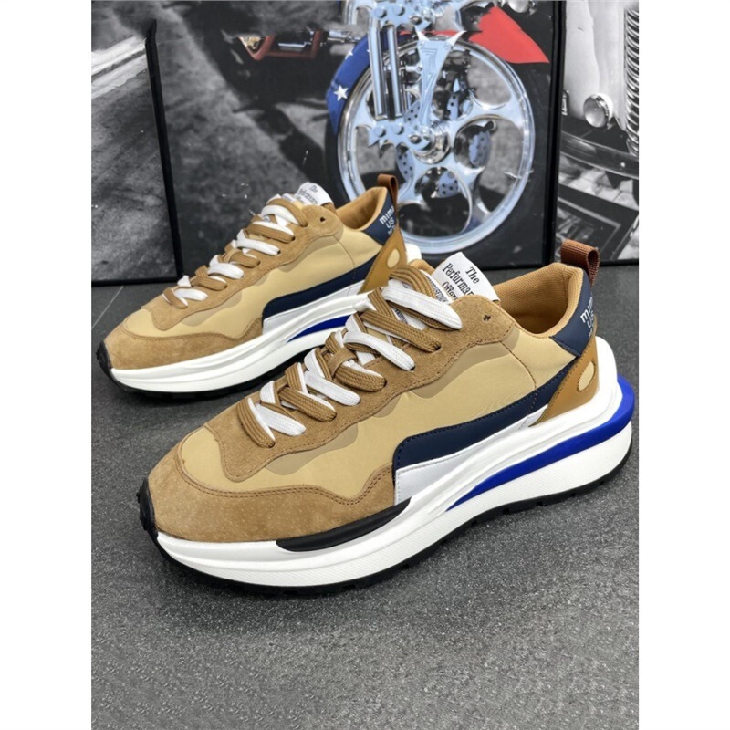 Spring and Summer Genuine Leather Waffle Shoes for Men, Original Trendy Dad Shoes, All-Season Casual Sports Shoes Bc