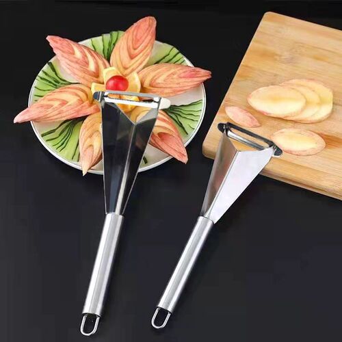 Multifunctional Apple Triangular Push Knife Fruit Stainless Steel Fancy Fruit Plate Knife Creative Carving Restaurant Placing Peeling Knife