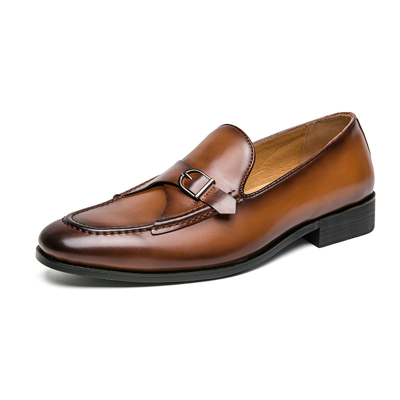 2024 cuatro estaciones de estilo británico botón de negocios zapatos de cuero hombre ropa formal Lefour zapatos de oficina ropa de moda zapatos de hombre